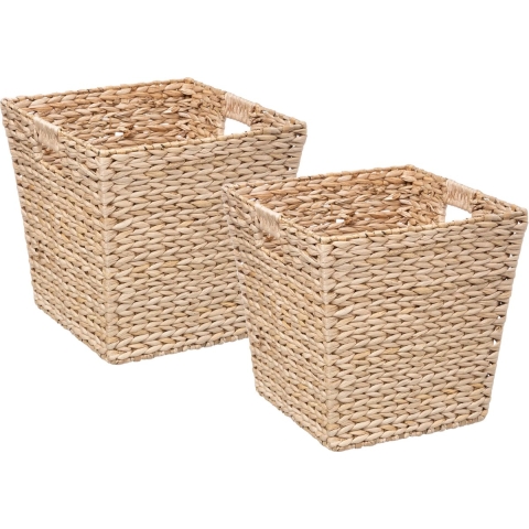 Opbergmand van riet - 2x - 29 liter - lichtbruin - gevlochten - 31 x 31 x 31 cm -