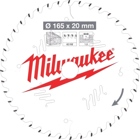 Milwaukee Accessoires Cirkelzaagblad P W 165x20x1.6x40ATB - 4932471932
