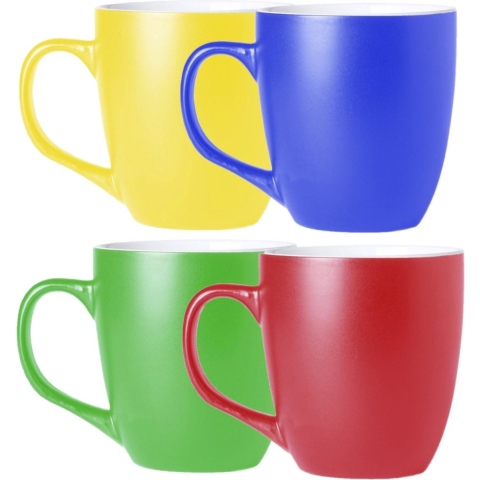 Koffie mokken/bekers Artista - 8x - keramiek - met oor - multi kleuren - 440 ml - stijlvolle vorm -