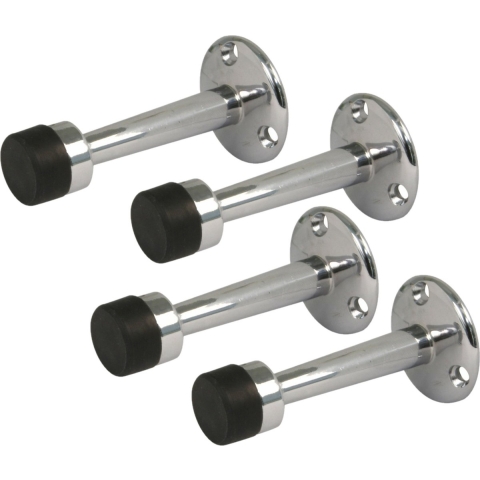 AMIG Deurstopper/deurbuffer - 4x - 75mm - muurbevestiging - verchroomd messing -