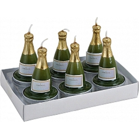 18x stuks Champagnefles theelichtjes/waxinelichtjes -