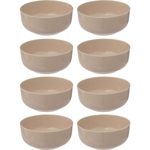 Soepkommen/serveer schaaltjes - 8x - Santorini - keramiek - D15 x H6.5 cm - beige - Stapelbaar -