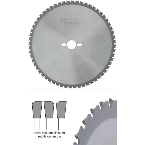 Spero 60Tx255mm metaal TCT zaagblad - asgat 30mm - SPM-255-60-30