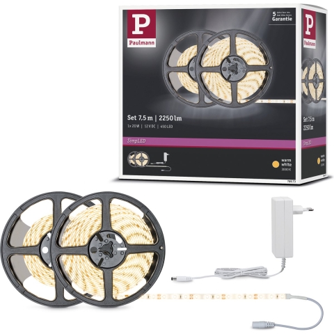 Paulmann SimpLED 78973 LED-strip complete set Met connector (male) 12 V 7.5 m Warmwit 1 stuk(s)