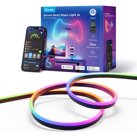 Govee Neon Strip Light 4 Meter black Matter ready H61D4C11 LED-strip basisset 100 V, 230 V, 24 V 4 m RGB 1 stuk(s)