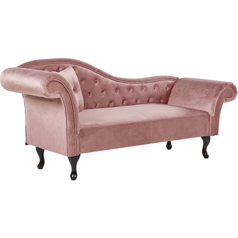 Beliani - LATTES - Chaise longue - Roze - Linkerzijde - Fluweel
