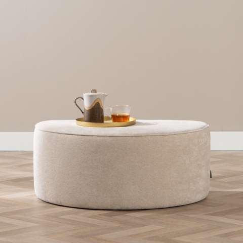 Bronx71 Hocker Lune halve maan chenille beige