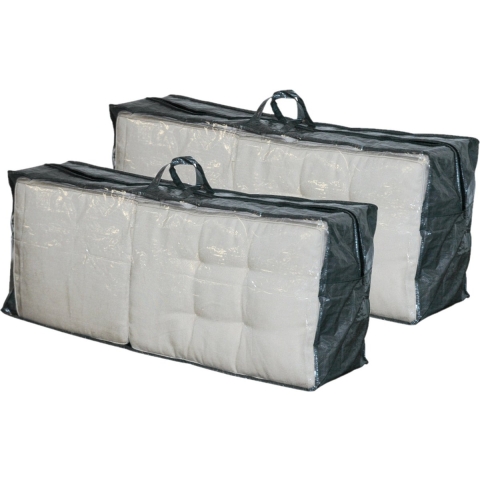 Tuinmeubelhoes 2x stuks grijs/groen voor 4 stoelkussens 130 x 50 cm -