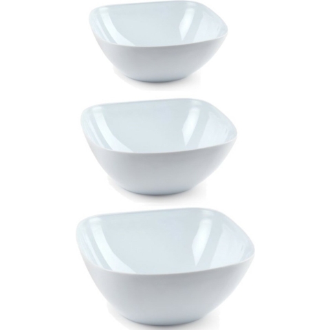 Voedsel serveerschalen set 12x stuks wit kunststof in 3 formaten -