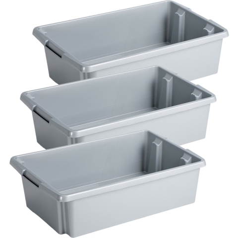 Sunware Opslagbox - 3 stuks - kunststof 30 liter lichtgrijs 59 x 39 x 17 cm -