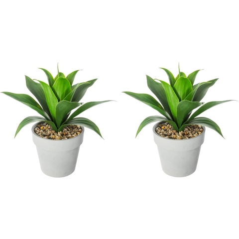 Set van 2x stuks atmosphera Aloe Vera kunstplanten in pot van cement 34 cm -