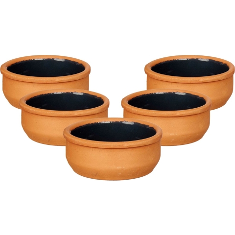 Set 18x tapas/creme brulee serveer schaaltjes terracotta/zwart 8x4 cm -
