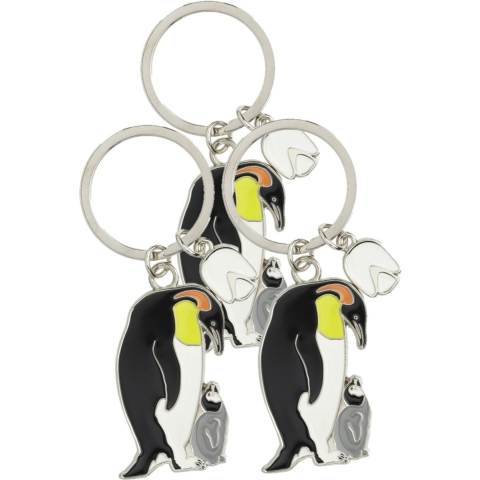 Nature Planet dieren sleutelhanger - 6x stuks - pinguin - metaal - 5 cm - dieren cadeau artikelen -