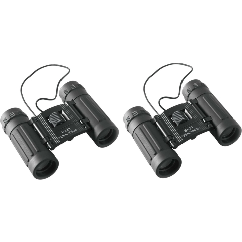 Multipak van 2x stuks kinder speelgoed verrekijkers zwart kunststof 9 cm -
