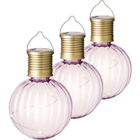 Lumineo tuin/buiten 10x stuks Led lampje/lampion solar verlichting lichtroze 11 x 8 cm -