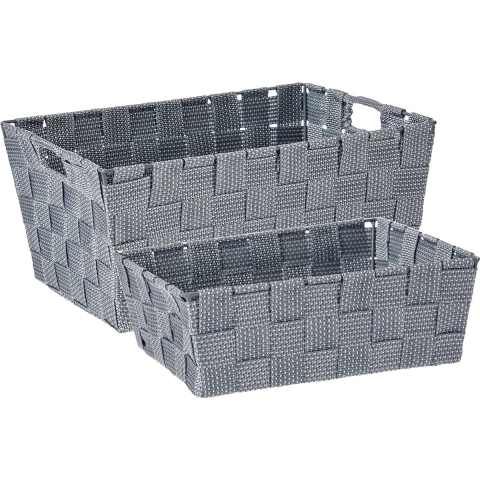 Kast/badkamer opbergmandjes set van 6x stuks zilvergrijs in 2 formaten -