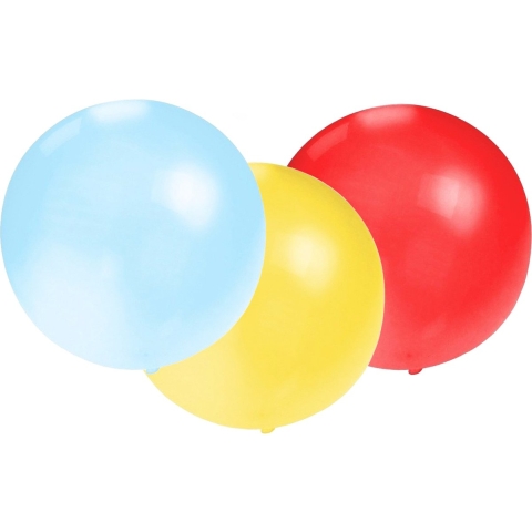 Bellatio Decorations 24x groot formaat ballonnen rood/blauw/geel met diameter 60 cm -