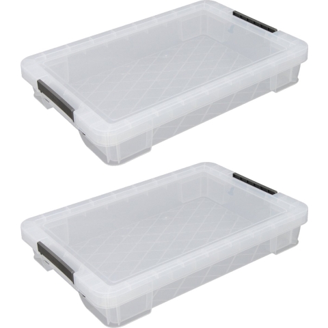 Allstore Opbergbox - 2x stuks - 12 liter - Transparant - 55 x 36 x 9 cm -