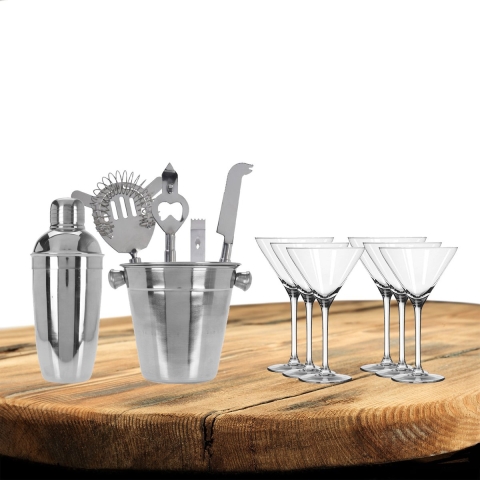Excellent Houseware cocktails maken set 6-delig met 6x Martini glazen -