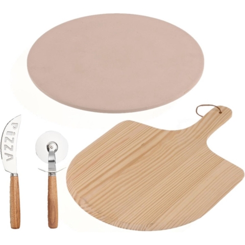 Pizzabak set met schep en pizzasnijder set -