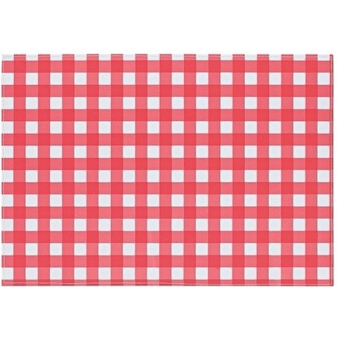 Bellatio design Placemats - 12x - rood/wit geblokt - Oktoberfest - 43cm -