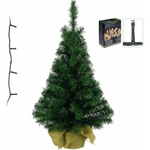 Volle kerstboom/kunstboom 75 cm inclusief warm witte verlichting -