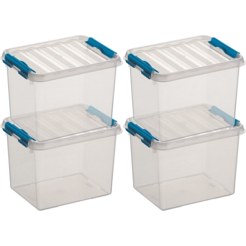 8x sunware q-line opberg box/opbergdoos - 3 liter - 20 x 15 x 14 cm - kunststof - transparant -