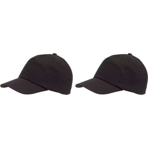 10x baseballcap outdoor 5-panels - zwart - volwassenen - klittenbandsluiting - katoen -