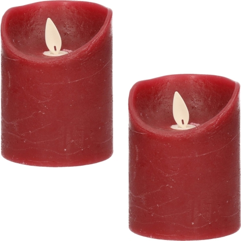 3x Bordeaux rode LED kaarsen / stompkaarsen met bewegende vlam 10 cm -