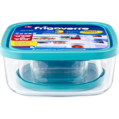 Bormioli Rocco Vershoudbakjes Frigoverre - Glas - Blauw - 3 stuks