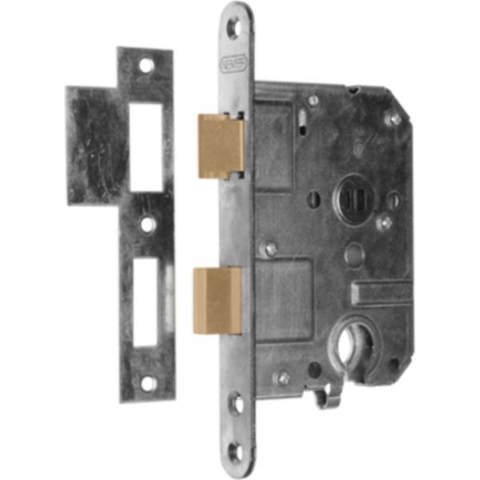 Nemef 1269 Deurslot | DM50mm | PC55mm | krukgat 8mm | voorplaat RVS 20x174mm afgerond | messing dag- en nachtschoot | DR 1+3/2+4 - 9126917533