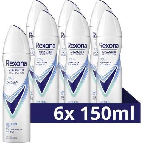 6x Rexona Deodorant Spray Advanced Protection Cotton Dry 150 ml