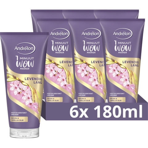 6x Andrelon WOW Masker Levendig Lang 180 ml