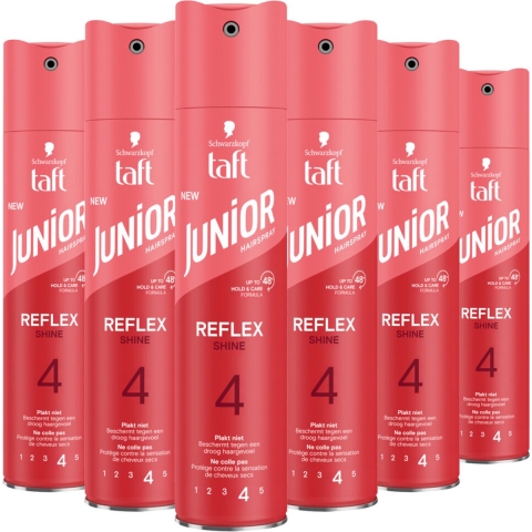 6x Taft Junior Hairspray Ultra Reflex Shine 250 ml