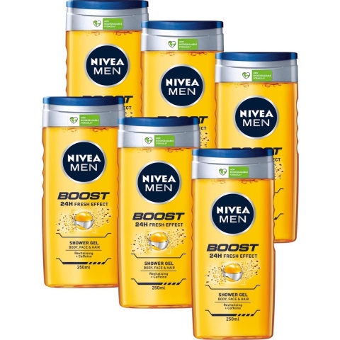 6x Nivea Men Boost Douchegel 250 ml
