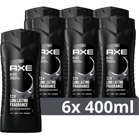 6x Axe 3-in-1 Douchegel XL Black 400 ml