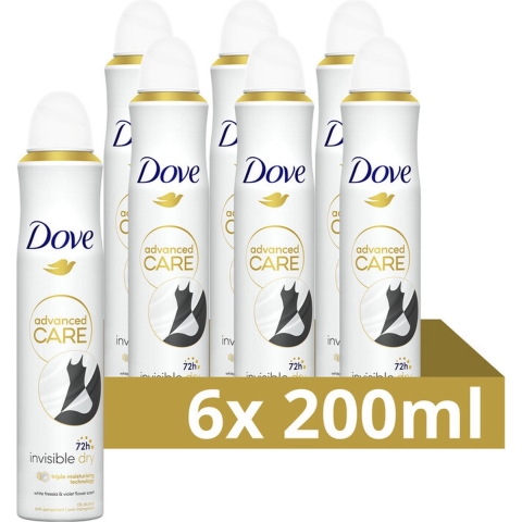 6x Dove Deodorant Spray Invisible Dry 200 ml