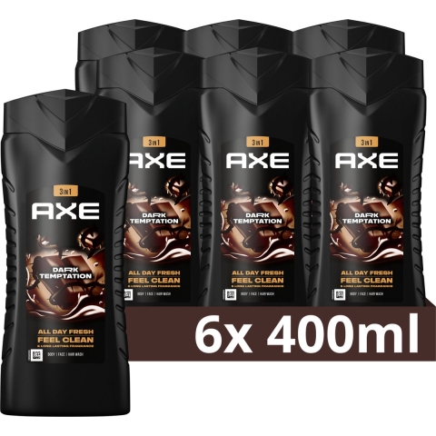 6x Axe 3-in-1 Douchegel XL Dark Temptation 400 ml