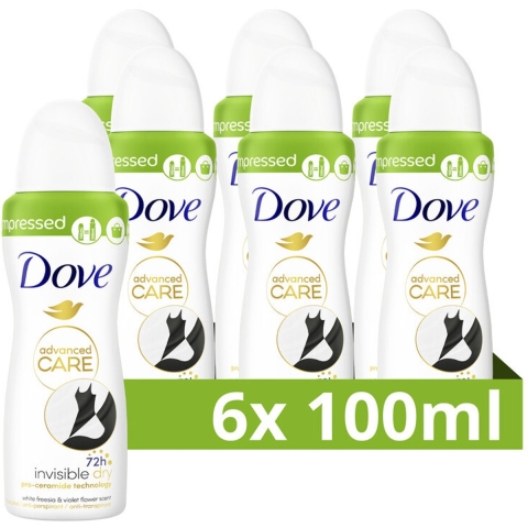6x Dove Deodorant Spray Invisible Dry 100 ml