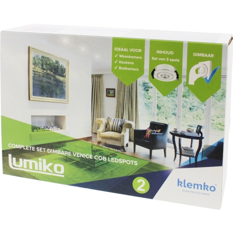Klemko Kit2 met 3x Venice COB LED-module warm wit LED0710