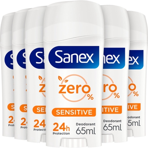 6x Sanex Deodorant Stick Dermo Sensitive 65 ml