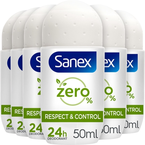 6x Sanex Deodorant Roller Zero% Normal Skin 50 ml