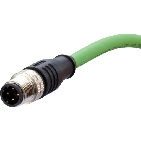 Metz Connect 142M1D10050 M12 Netwerkkabel, patchkabel CAT 5e SF/FTP 5.00 m Groen PUR-mantel, Zuurbestendig, Ozonbestendig, UV-bestendig, Geschikt voor