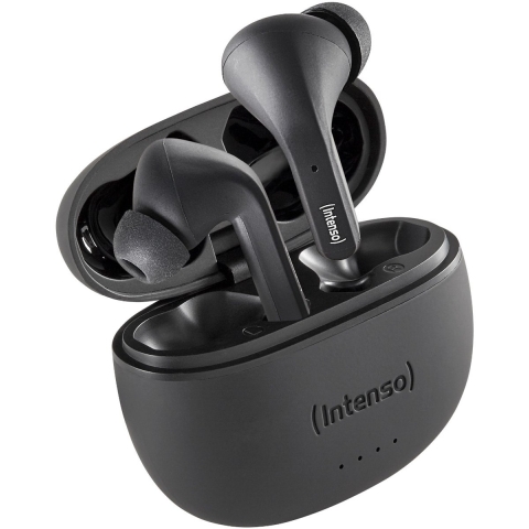 Intenso T300A In Ear headset Bluetooth Stereo Zwart Noise Cancelling Indicator voor batterijstatus, Headset, Oplaadbox, Touchbesturing