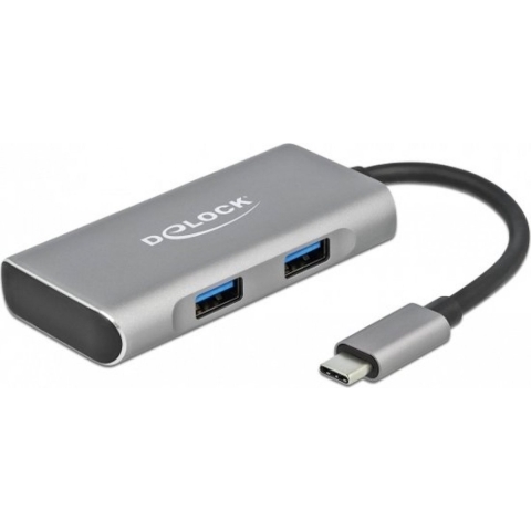 Delock 63260 USB-C (USB 3.2 Gen 2) multiport hub 4 poorten Grijs