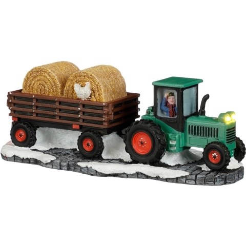 Tractor with straw cart battery operated l20xb8,3xh6,5cm - Luville
