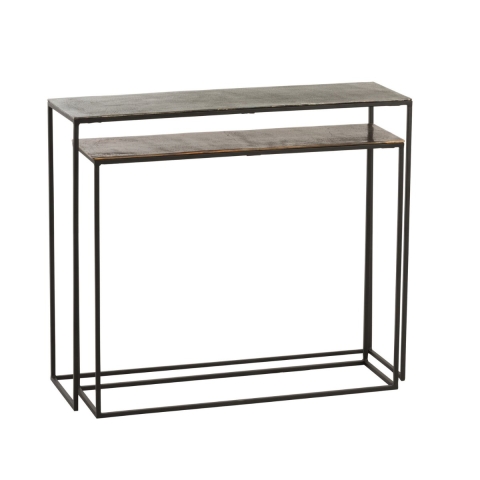 J-Line console Rechthoekig - aluminium - zwart|mix - 2 stuks