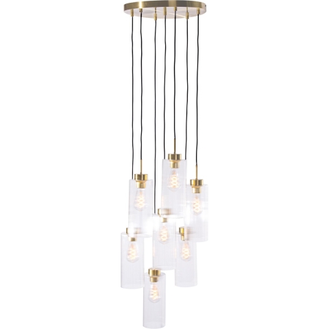 QAZQA Art Deco hanglamp goud met glas 7-lichts - Laura