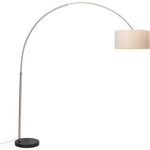 QAZQA Booglamp staal stoffen kap wit 50 cm - XXL