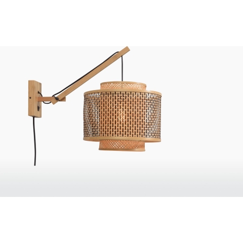 GOOD&MOJO Wandlamp Bhutan - Bamboe|Zwart - 55x44x45cm